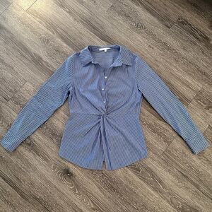 Donna Degnan pinstripe twist front blouse